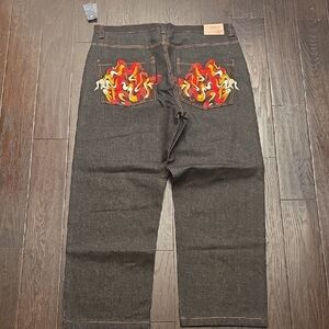 COOGI Men's Jeans with Vibrant Flame Design Size 38